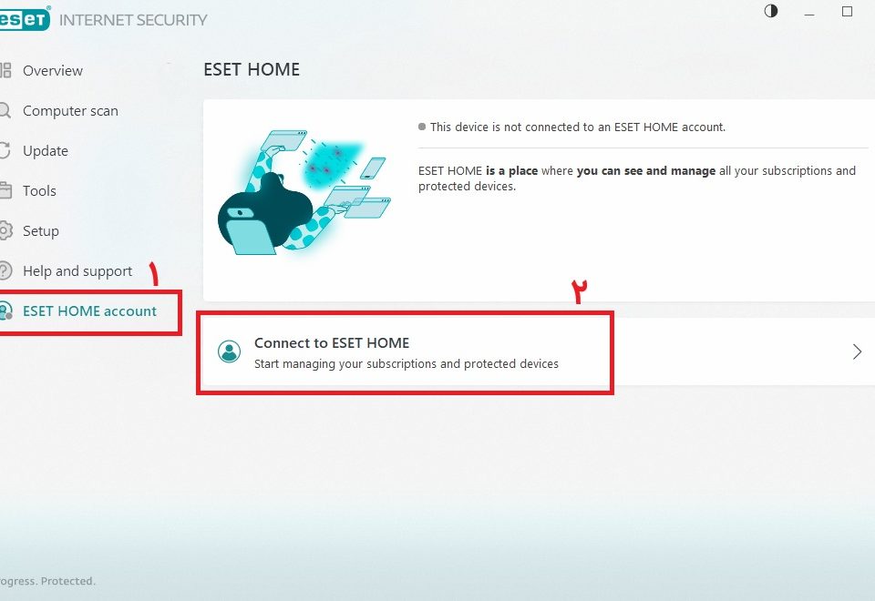 اتصال ESET به ESET home account