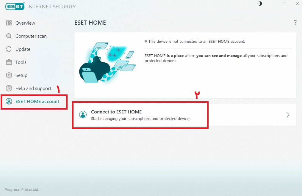 اتصال ESET به ESET home account